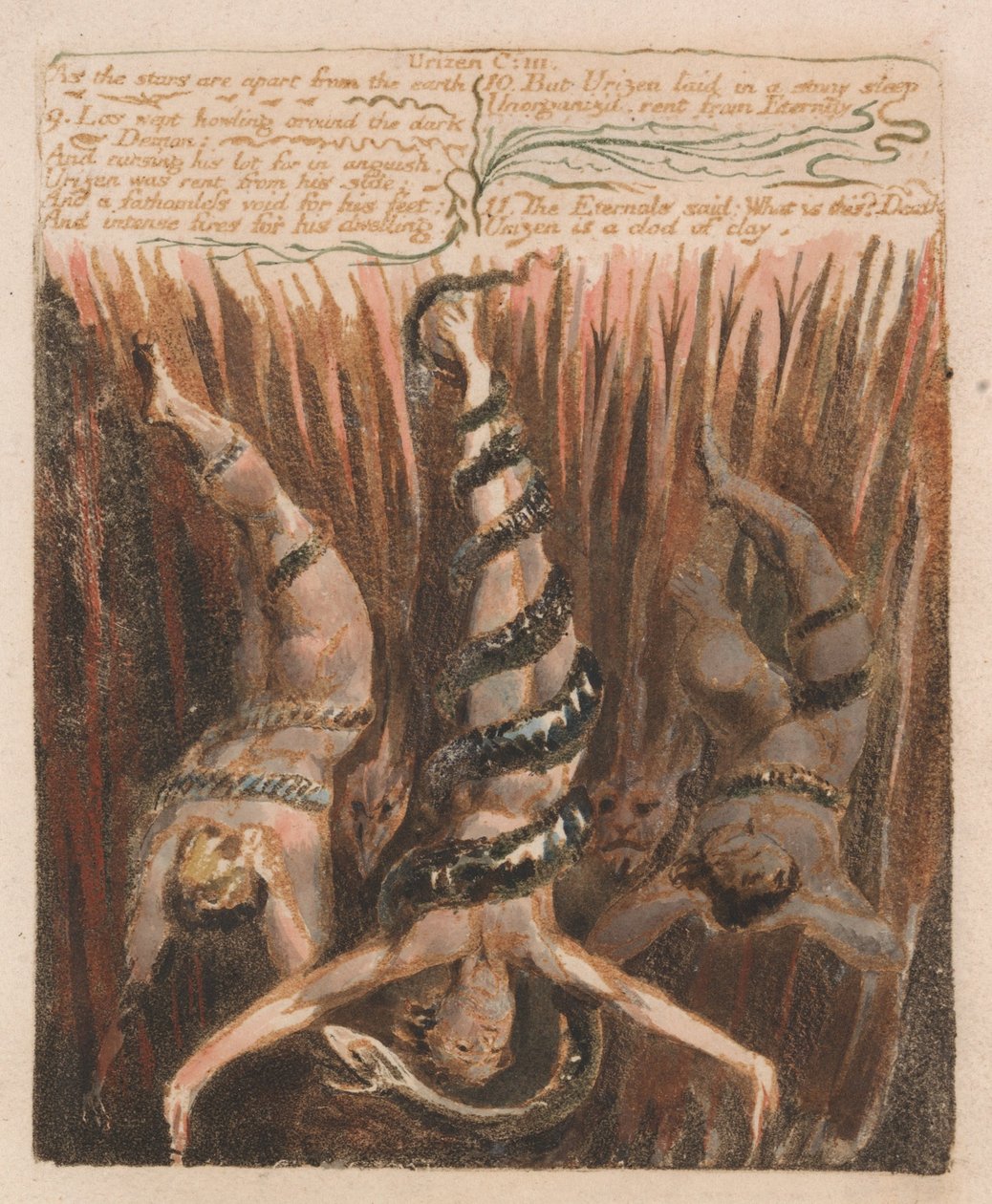 Pierwsza Księga Urizena, tablica 9, autorstwa William Blake