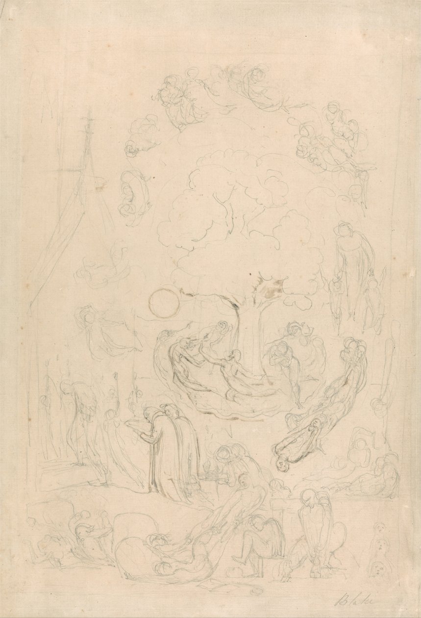Gambole duchów zgodnie z ich uczuciami poprzedzającymi Sąd Ostateczny autorstwa William Blake
