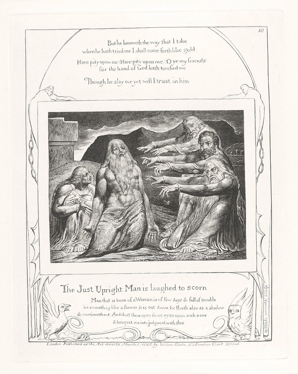 Sprawiedliwy człowiek wyśmiewany z pogardy, 1825 r. autorstwa William Blake
