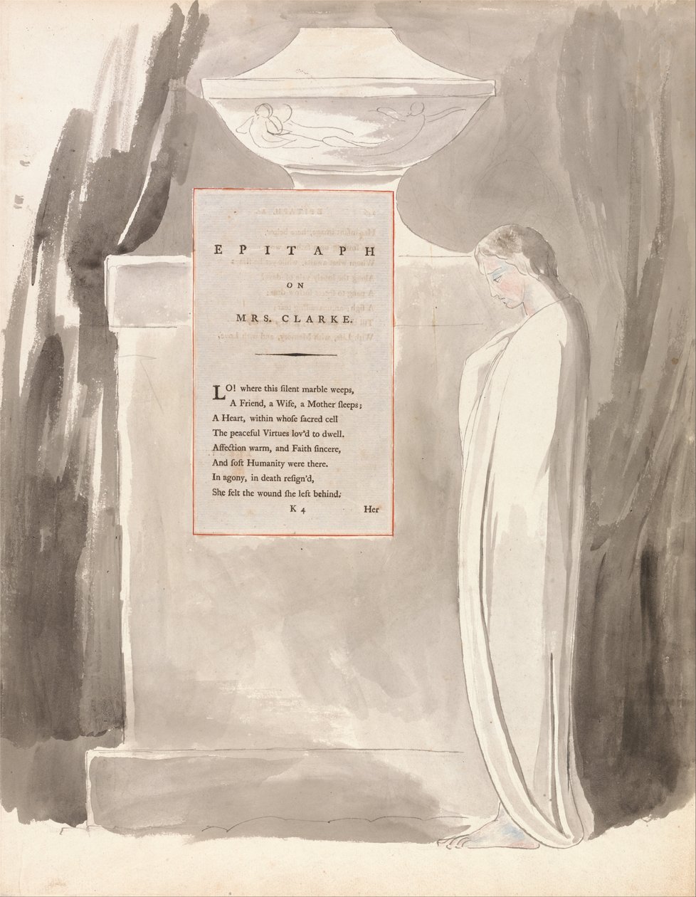 Wiersze Thomasa Graya, projekt 103, epitafium o pani Clarke. autorstwa William Blake