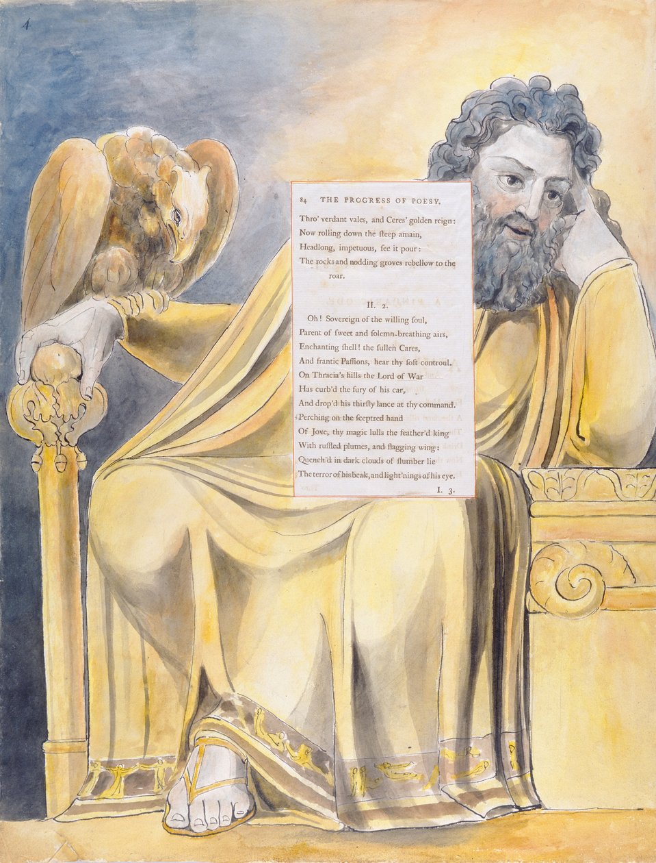 „Postęp poezji”, projekt 44 z „Wierszy Thomasa Graya”, 1797-98 (wc z długopisem i czarnym tuszem na papierze) autorstwa William Blake