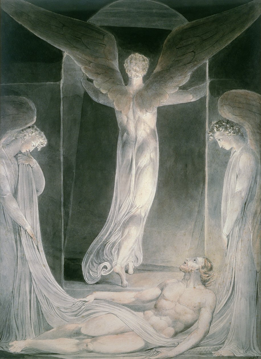 Zmartwychwstanie: Aniołowie odsuwają Kamień z Grobu autorstwa William Blake