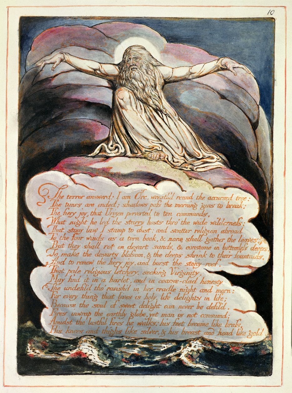 Terror Answered, płyta 8 z „Ameryka, proroctwo”, 1793 (akwaforta wypukła i wc na papierze) autorstwa William Blake