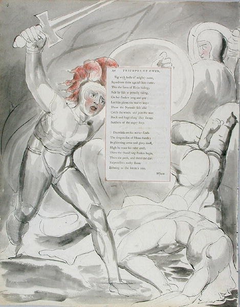 Triumfy Owena, wzór 90 z The Poems of Thomas Gray, 1797-98 (toaleta z piórem i atramentem na papierze) autorstwa William Blake