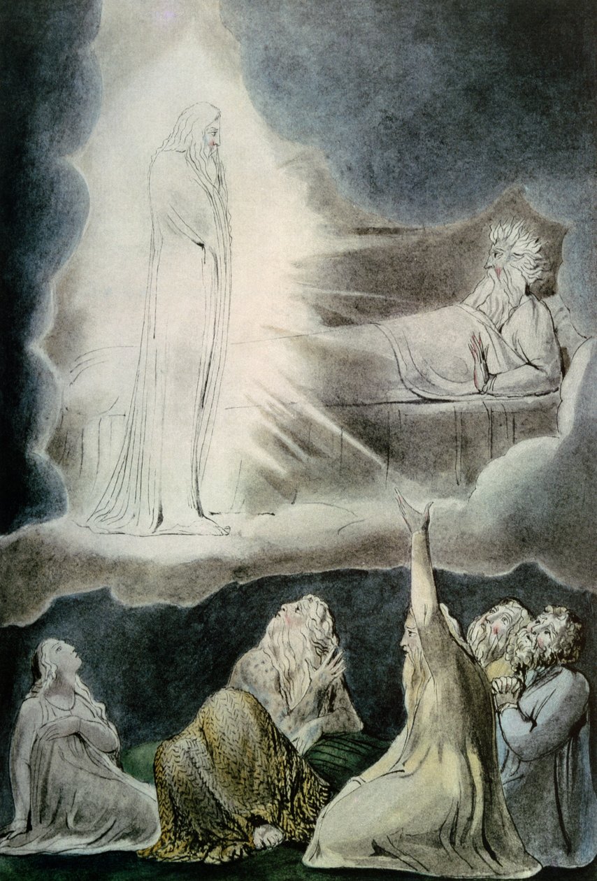 Wizja Elifaza, 1825 (długopis, toaleta i ołówek) autorstwa William Blake