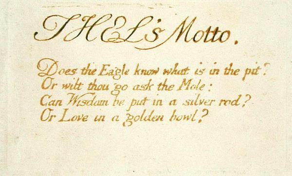 Thels Motto..., płyta 1 z Księgi Thel, 1789 (ręcznie kolorowana płaskorzeźba akwaforta z piórem i toaletą na papierze) autorstwa William Blake