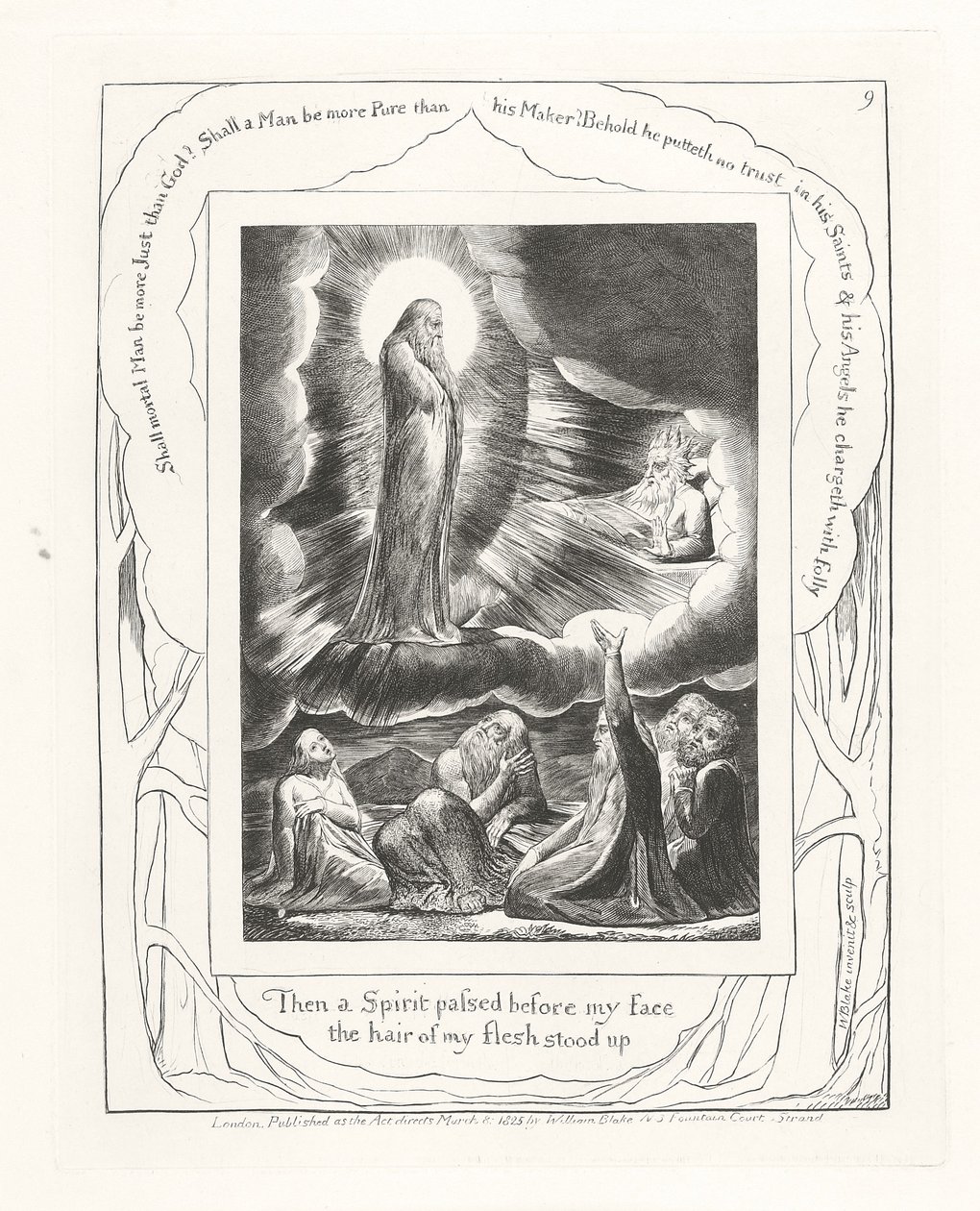 Wtedy Duch przeszedł przed moją twarzą, włosy na moim ciele zjeżyły się, 1825 autorstwa William Blake