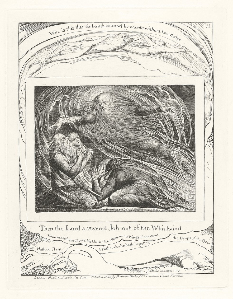 Wtedy Pan odpowiedział Hiobowi z trąby powietrznej, 1825 autorstwa William Blake