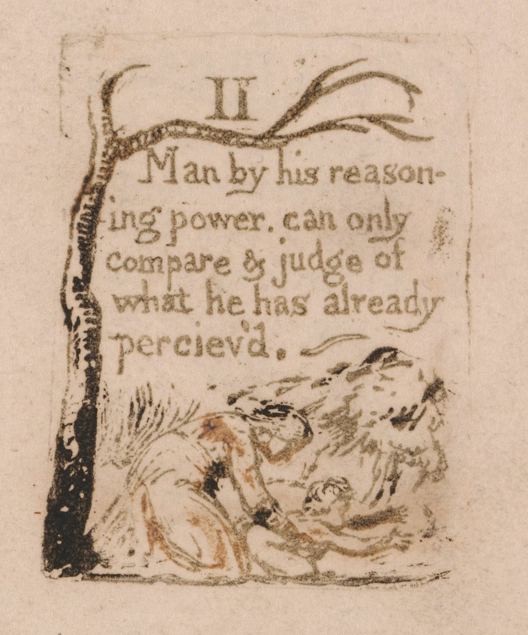 Nie ma religii naturalnej, Tablica 4, II Człowiek przez swoją moc rozumowania. . . . (Bentley A5) autorstwa William Blake