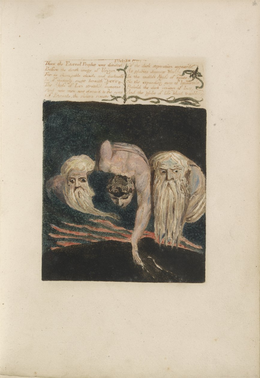 W ten sposób podzielono Wiecznego Proroka..., tablica 20 z Pierwszej Księgi Urizena, 1794 (drukowana kolorowo płaskorzeźba akwaforta tuszem i wc na papierze) autorstwa William Blake
