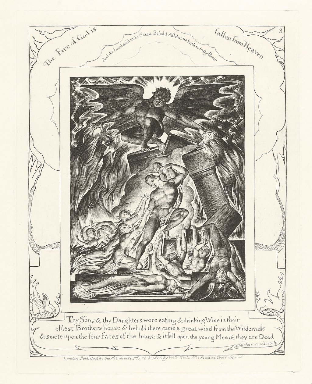 Twoi synowie i twoje córki jedli i pili wino, 1825 autorstwa William Blake
