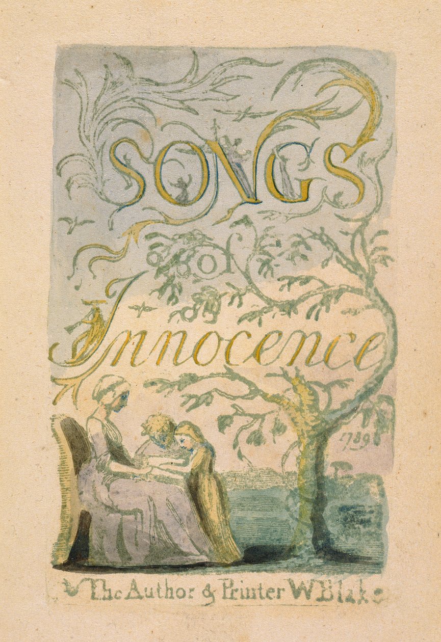 Strona tytułowa, płyta 2 z „Songs of Innocence: Innocence”, 1789 (relief akwaforta z wc) autorstwa William Blake