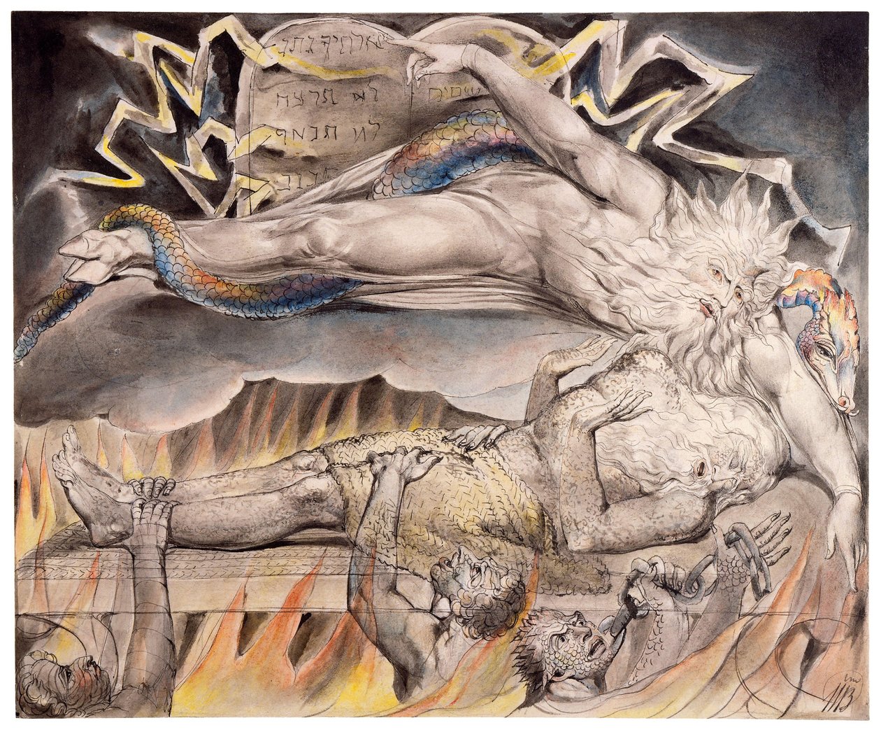 Akwarela ilustracja autorstwa Williama Blake .a autorstwa William Blake