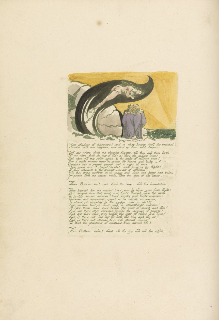 Falowe cienie niezadowolenia.., płyta 7 z Wizji Cór Albionu, 1793 (reliefowa akwaforta wydrukowana na zielono z wc) autorstwa William Blake