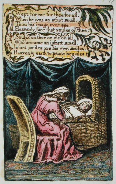 Wept for Me... ilustracja z Pieśni o niewinności i doświadczeniu (Bentley Copy L) pl.17 (Bentley 17) 1789-94 (relief akwaforta z długopisem i toaletą na papierze) autorstwa William Blake