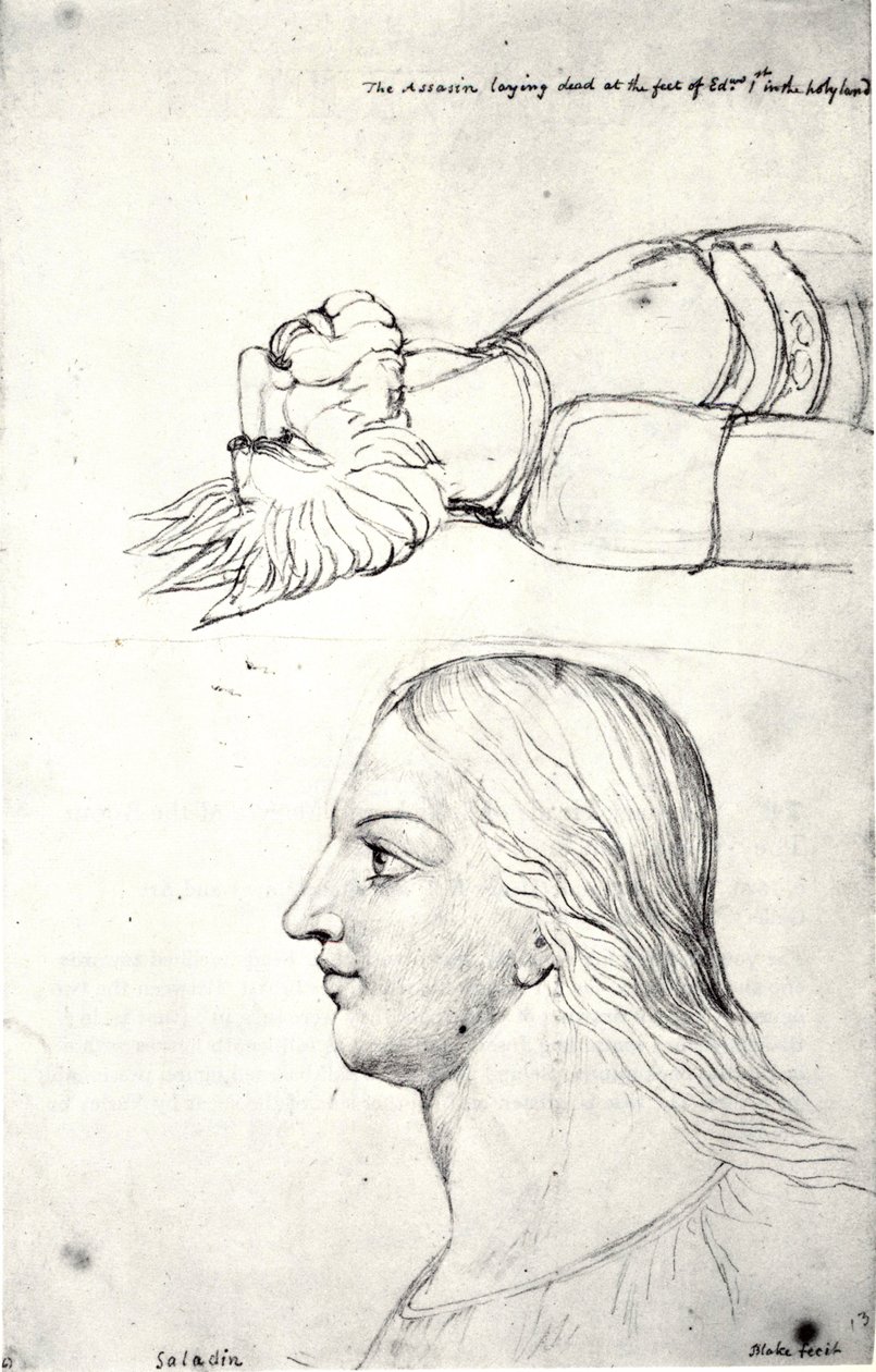 William Blake, wizjonerskie głowy Saladyna i zabójcy autorstwa William Blake
