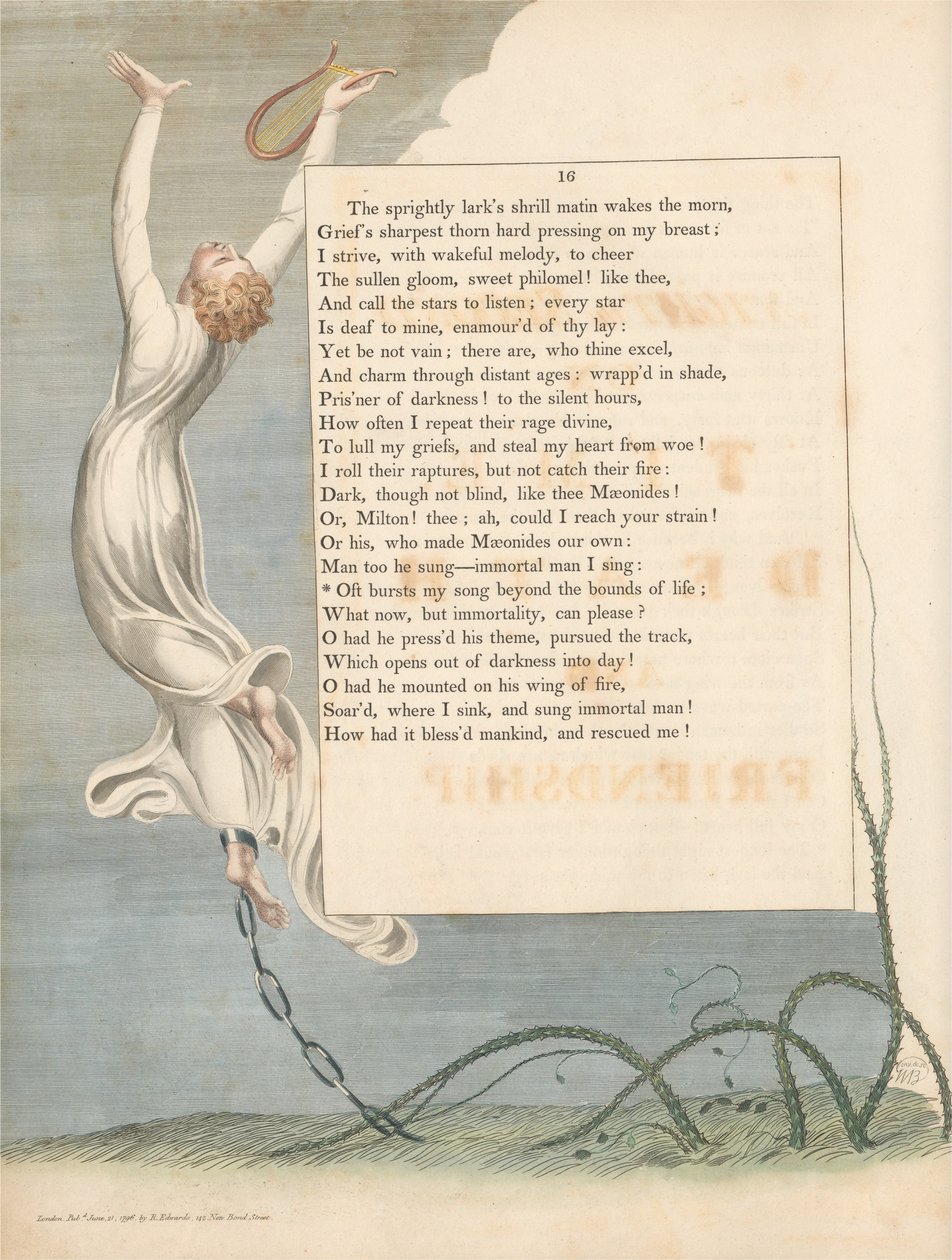 Youngs Night Thoughts, strona 16, często wybucha moją piosenką poza granice życia autorstwa William Blake