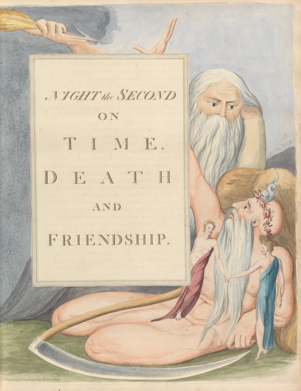 Młodzieńcze Nocne Myśli, Strona 17, Noc druga, Na czas, Śmierć i przyjaźń. autorstwa William Blake