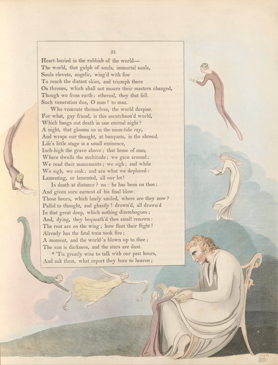Młode Nocne Myśli, strona 31, Bardzo mądrze jest rozmawiać o naszych przeszłych godzinach autorstwa William Blake