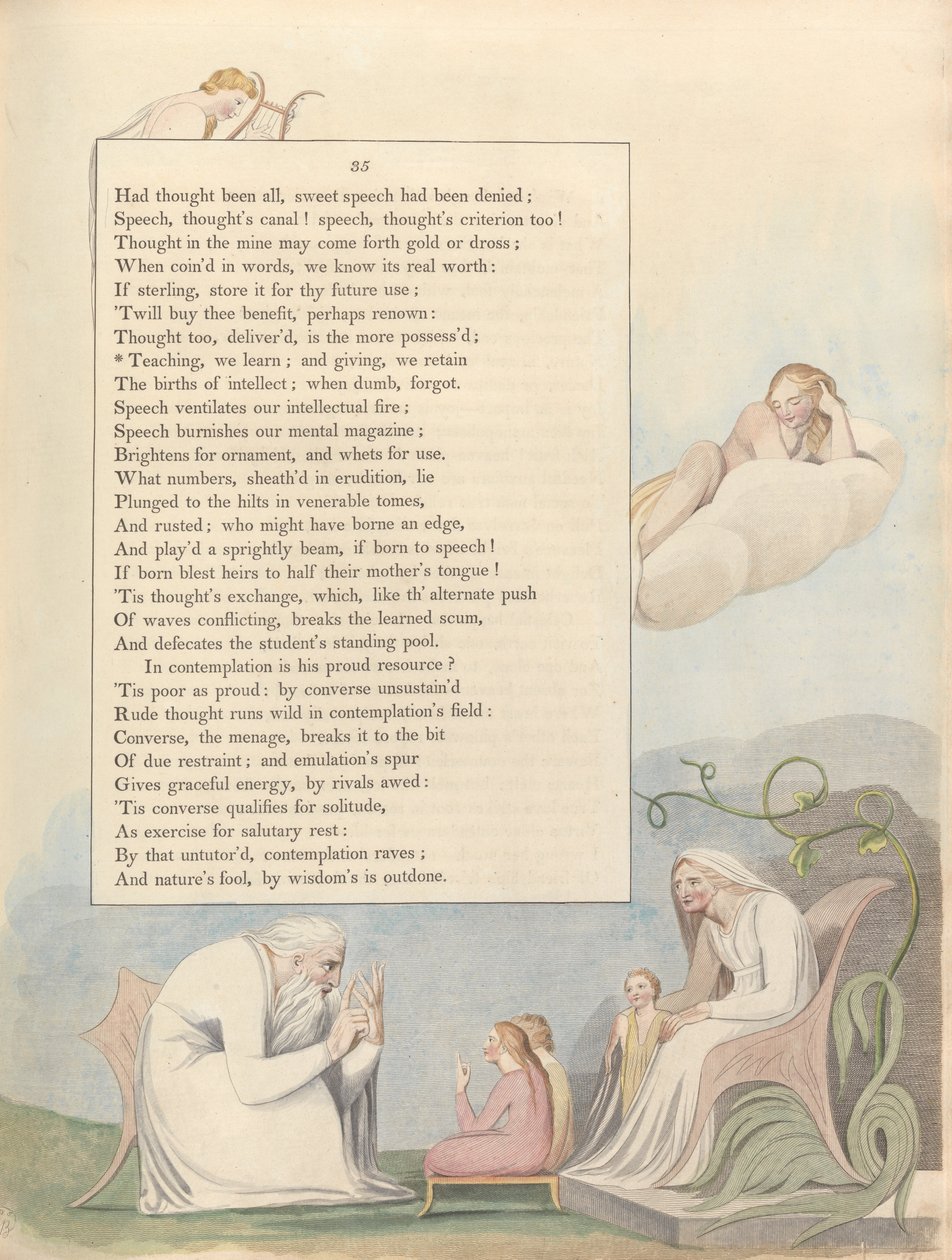 Młode Nocne Myśli, Strona 35, Nauczanie, uczymy się; i dając, zachowujemy autorstwa William Blake