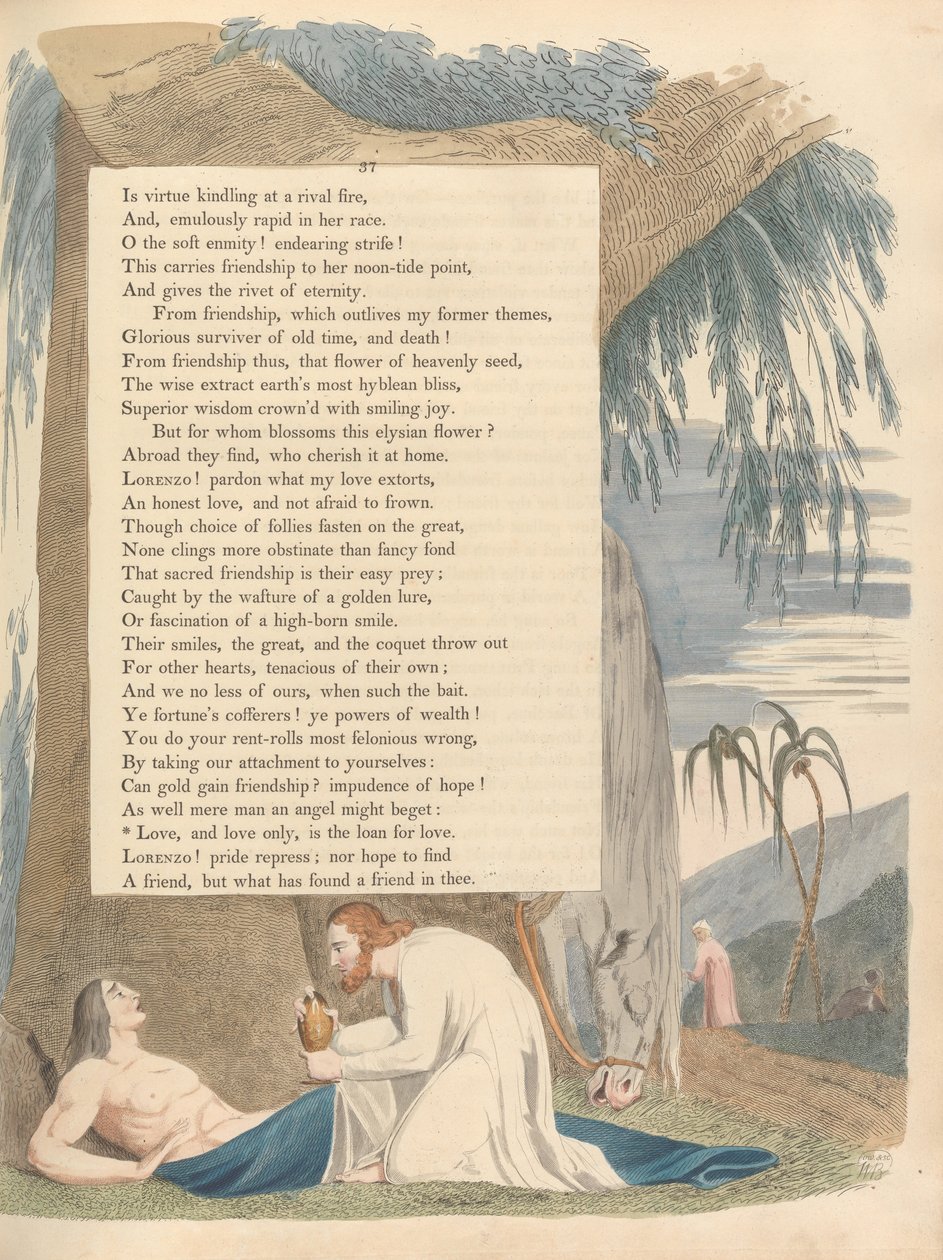 Myśli Nocy Młodych, Strona 37, Miłość i tylko miłość jest pożyczką na miłość autorstwa William Blake