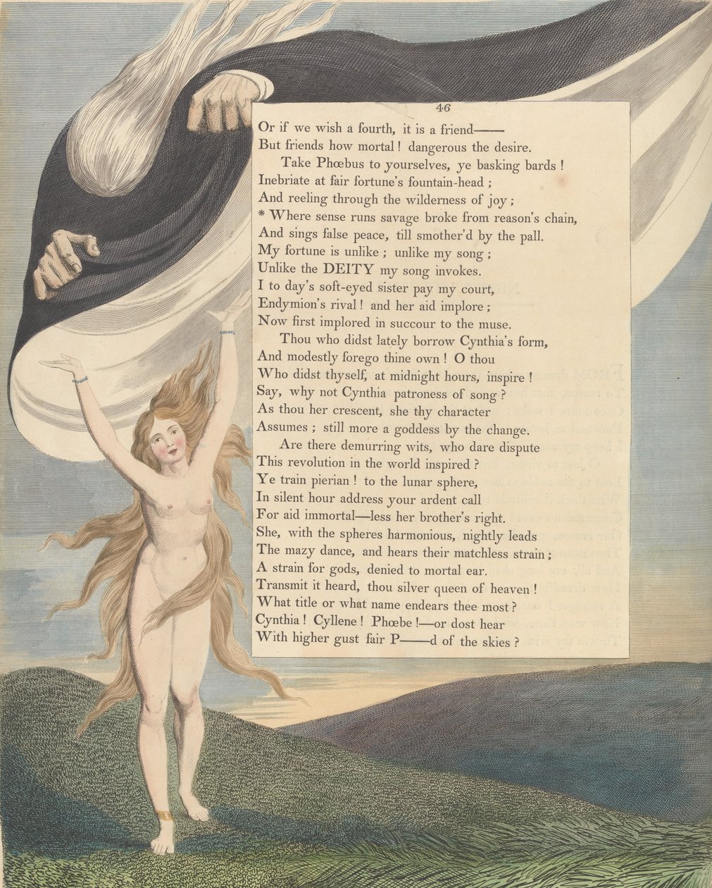 Youngs Night Thoughts, Strona 46, Gdzie rozsądek biegnie, dziki, zerwał się z łańcucha przyczyn autorstwa William Blake