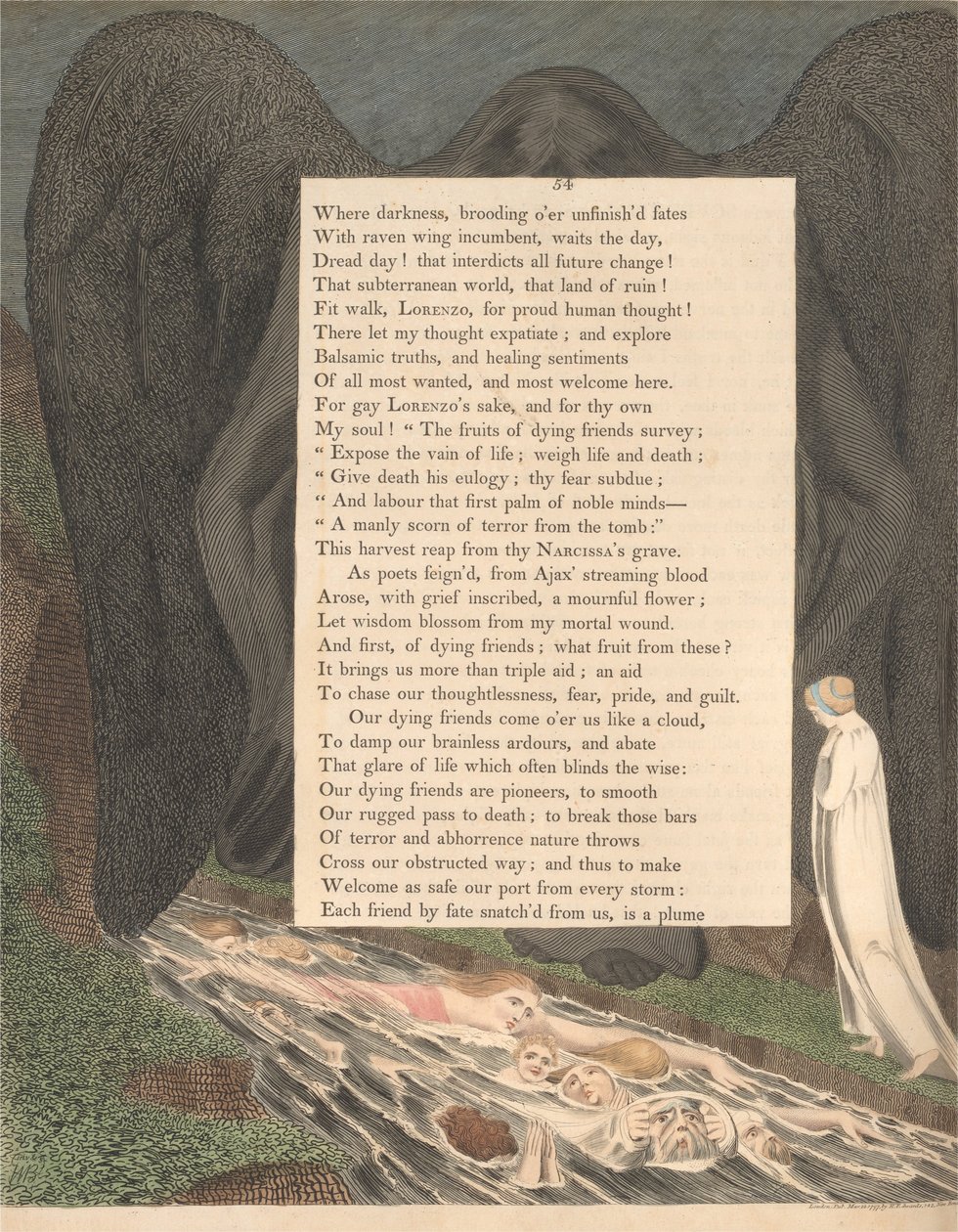 Nocne Myśli Youngów, Strona 54, Dolina Śmierci! Ten Hushd Cimmeryjski Vale autorstwa William Blake