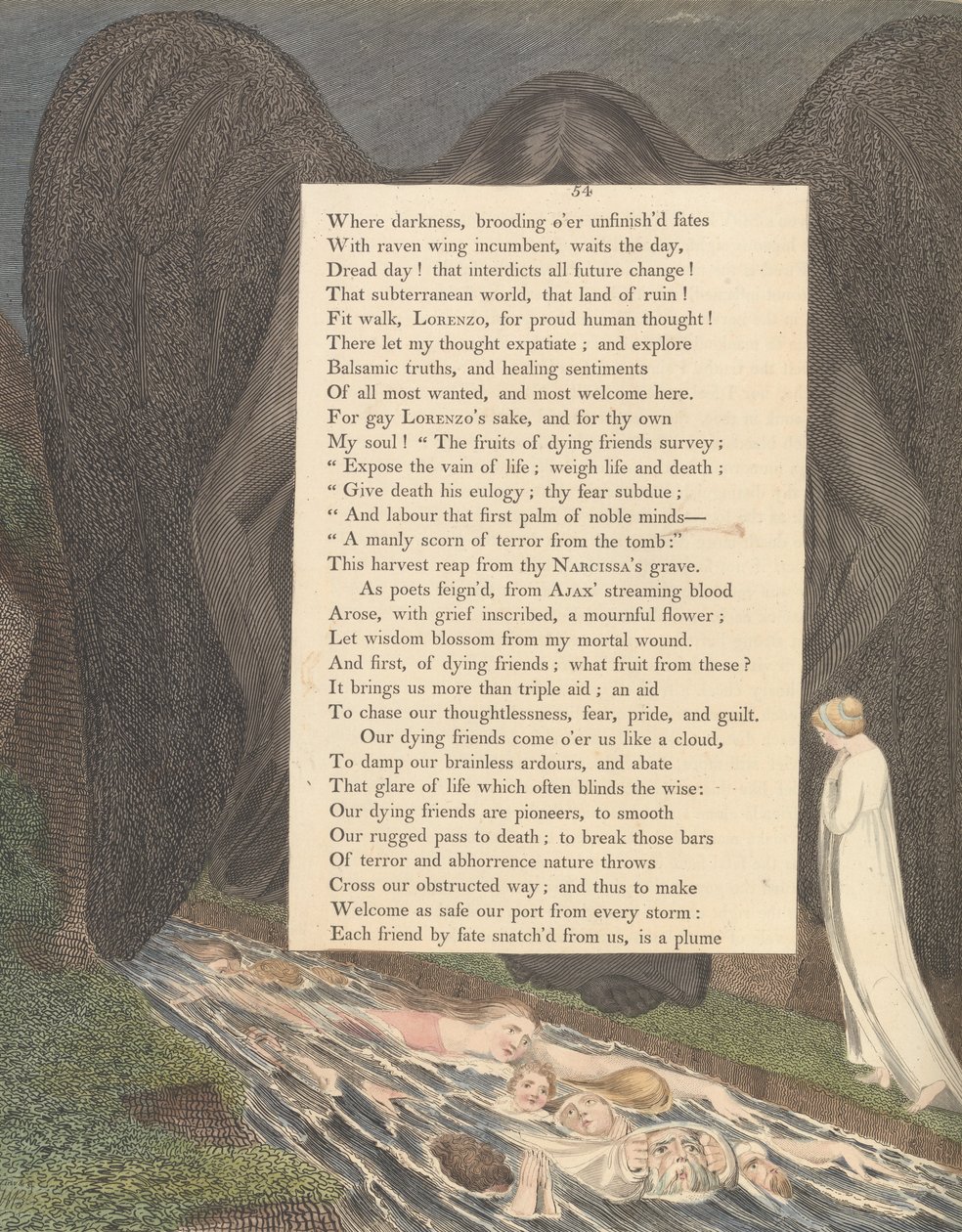 Młode Nocne Myśli, Strona 54, Dolina śmierci! ta cicha cymeryjska dolina autorstwa William Blake