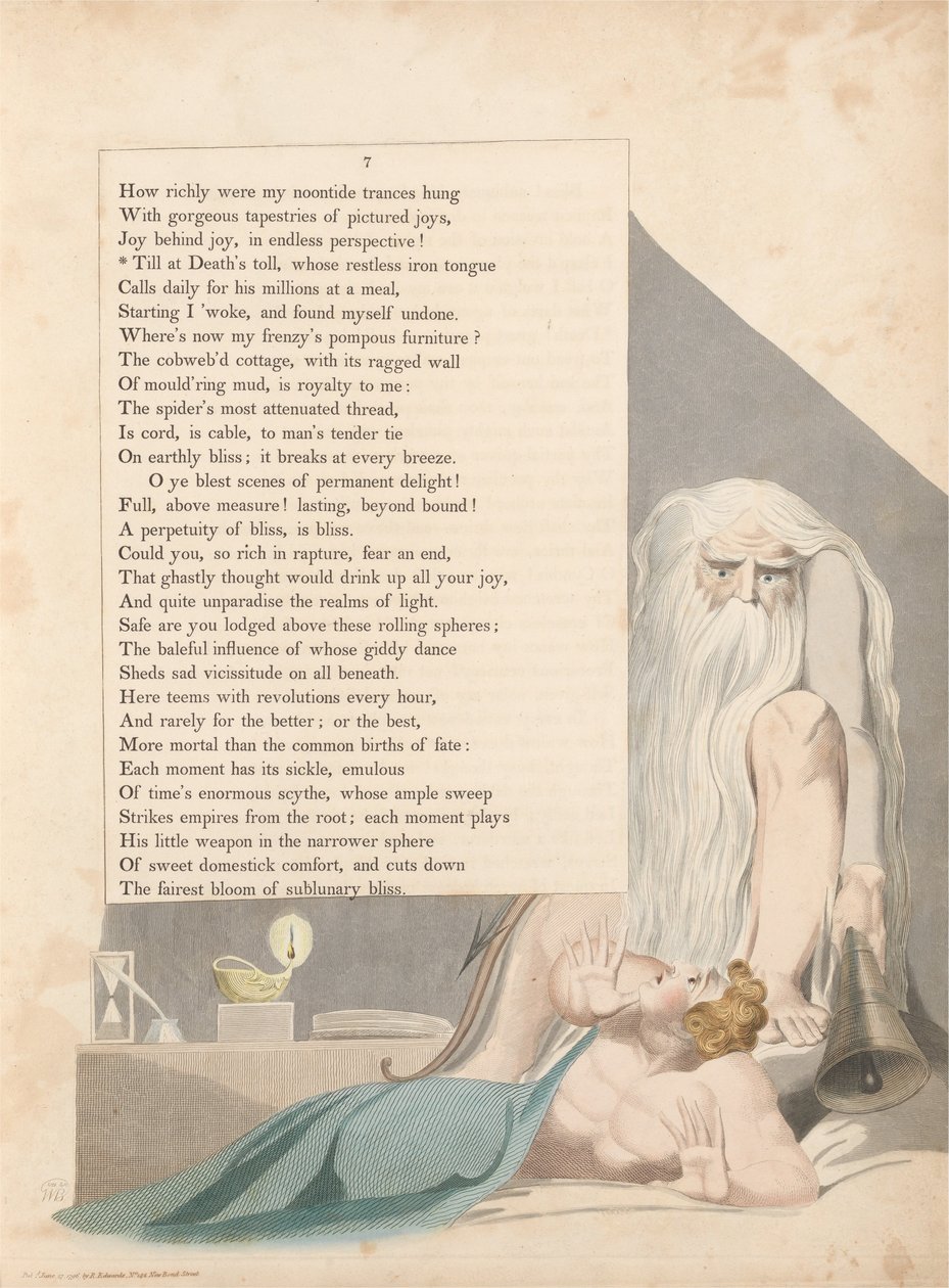 Młodzieńcze Nocne Myśli, Strona 7, Do czasu śmierci, którego niespokojny żelazny język autorstwa William Blake