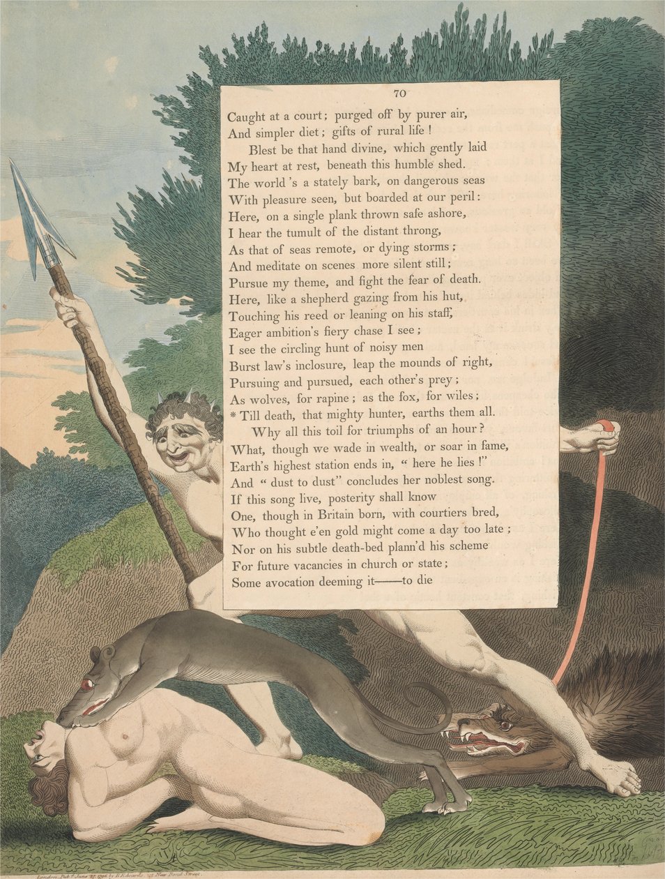 Myśli młodej nocy, strona 70, Aż do śmierci, ten potężny łowca, wszyscy na ziemi autorstwa William Blake