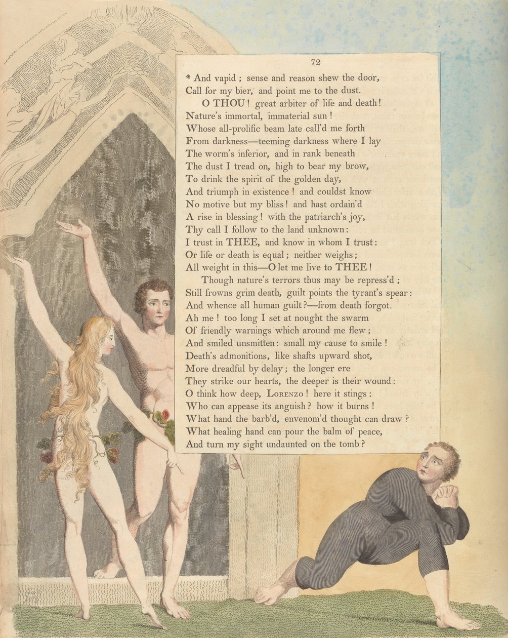 Młode Nocne Myśli, Strona 72, I pustka; rozsądek i powód wskazują drzwi autorstwa William Blake