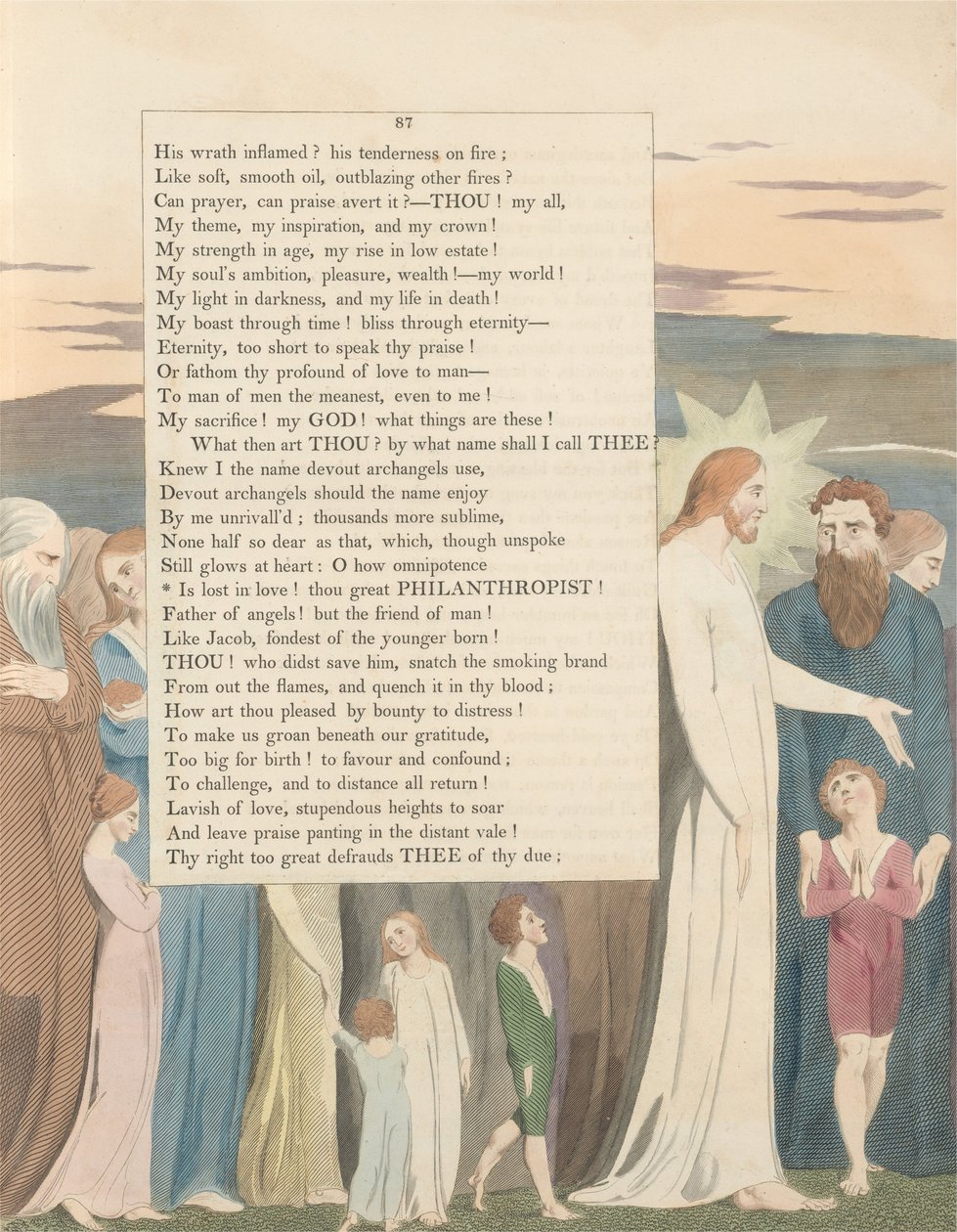 Youngs Night Thoughts, strona 87, jest zakochana! Ty Wielki Filantropo! autorstwa William Blake