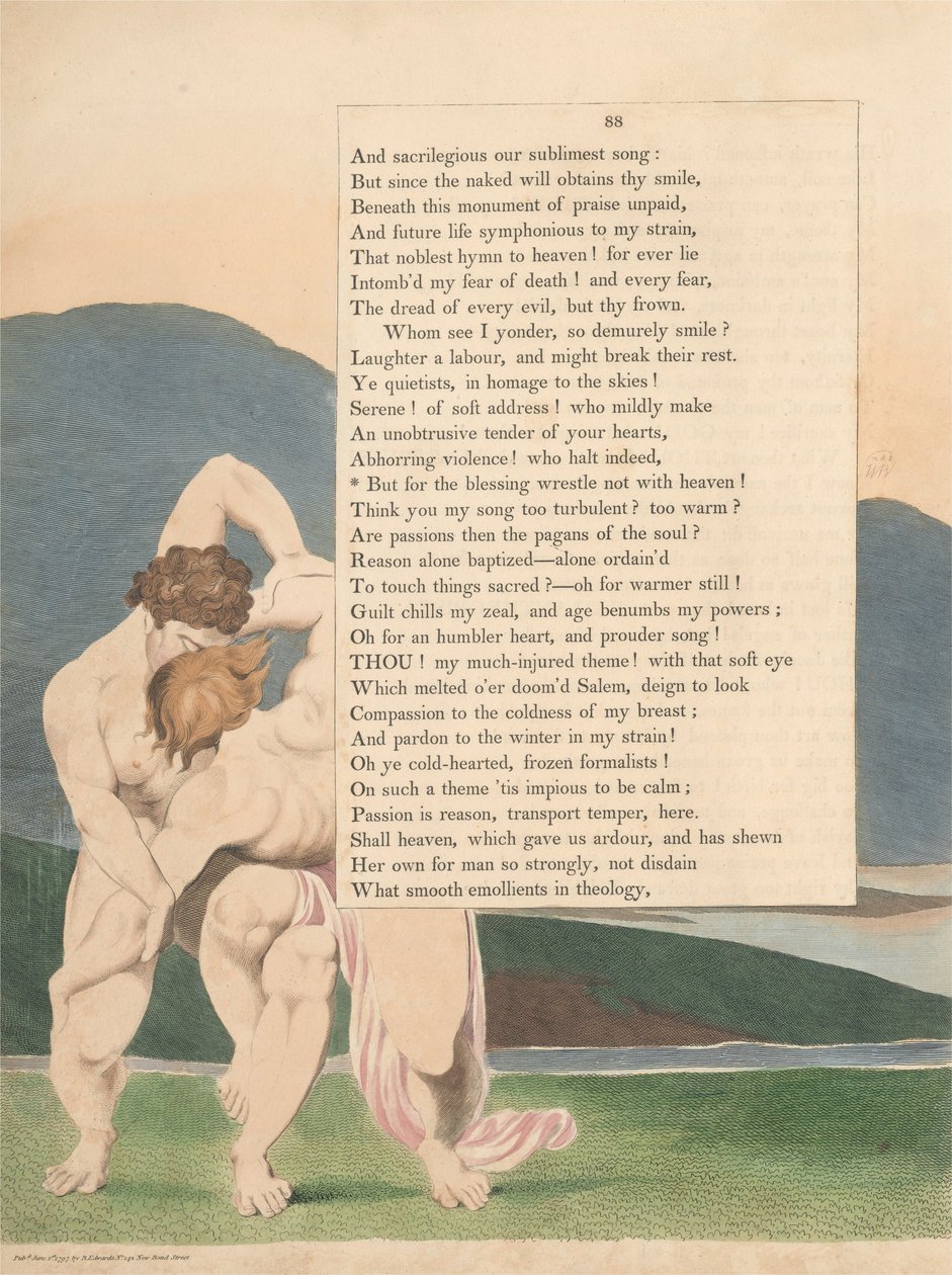 Młodzieńcze Nocne Myśli, str. 88, ale dla błogosławieństwa nie zmagaj się z niebem autorstwa William Blake
