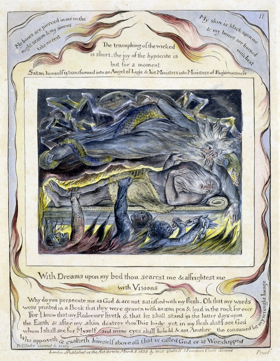 tablica 11 Księga Hioba, 1825 (rytowanie, wc i pranie) autorstwa William Blake