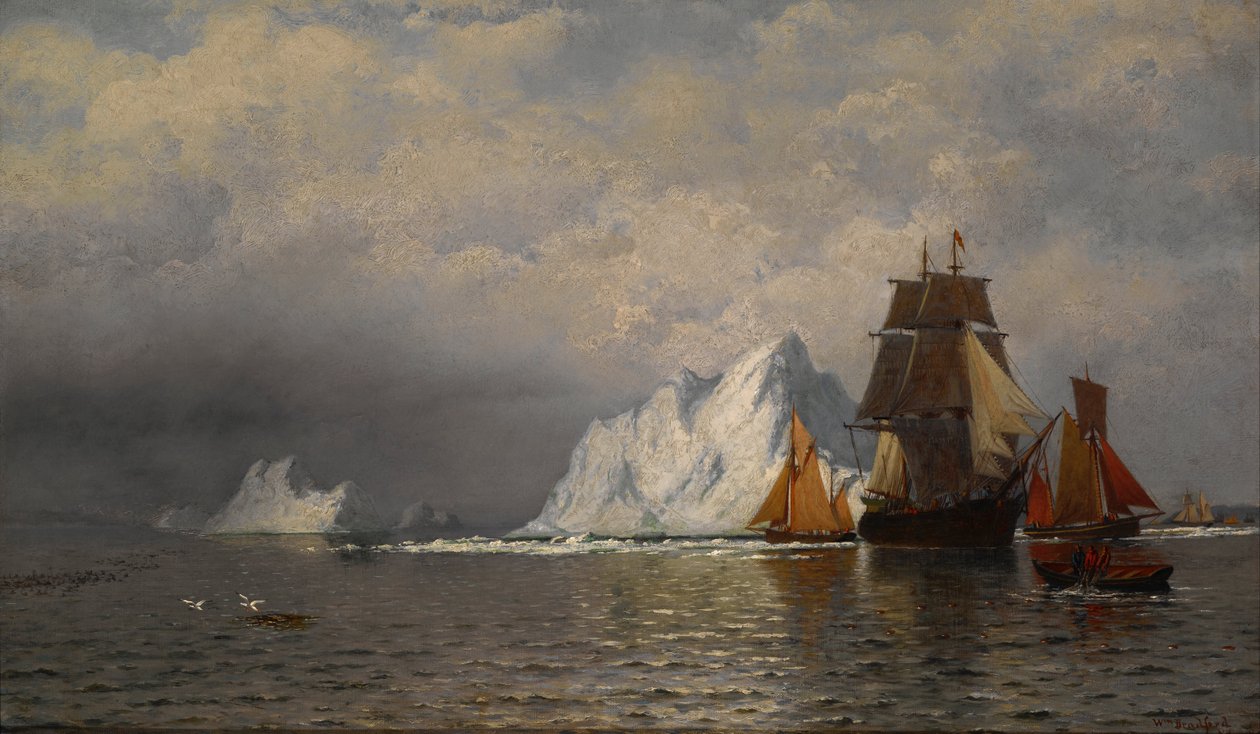 Statki wielorybnicze i rybackie w pobliżu wybrzeża Labradora autorstwa William Bradford