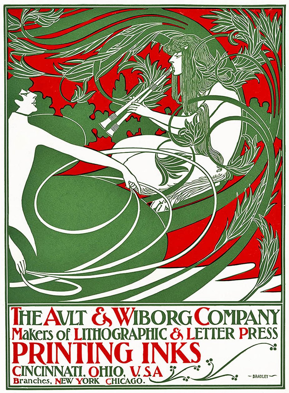Plakat Art Nouveau przedstawiający Pana, 1895 (kolorowy sitodruk) autorstwa William Bradley