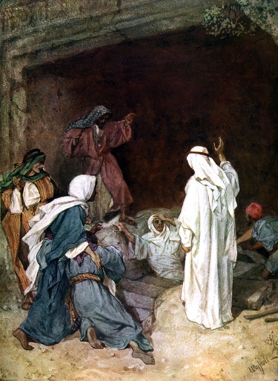 Jezus wskrzesza Łazarza - Biblia autorstwa William Brassey Hole