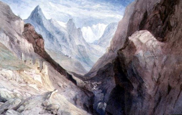 Widok na Monte Viso i źródło rzeki Pad autorstwa William Brockedon