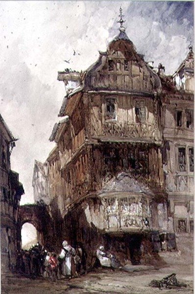 Stare domy, Bernkastel, nad Mozelą autorstwa William Callow