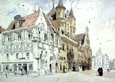 Ratusz, Malines (wc na papierze) autorstwa William Callow