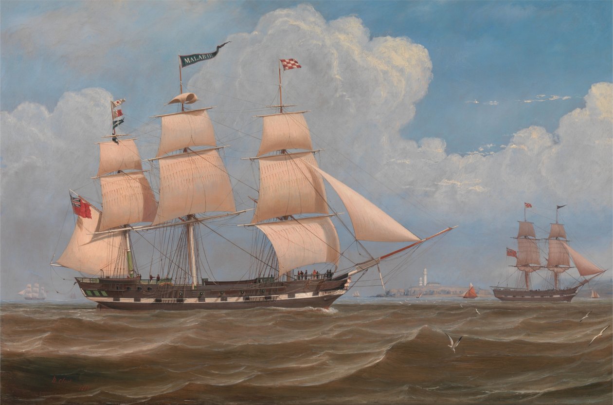Angielski statek handlowy Malabar autorstwa William Clark