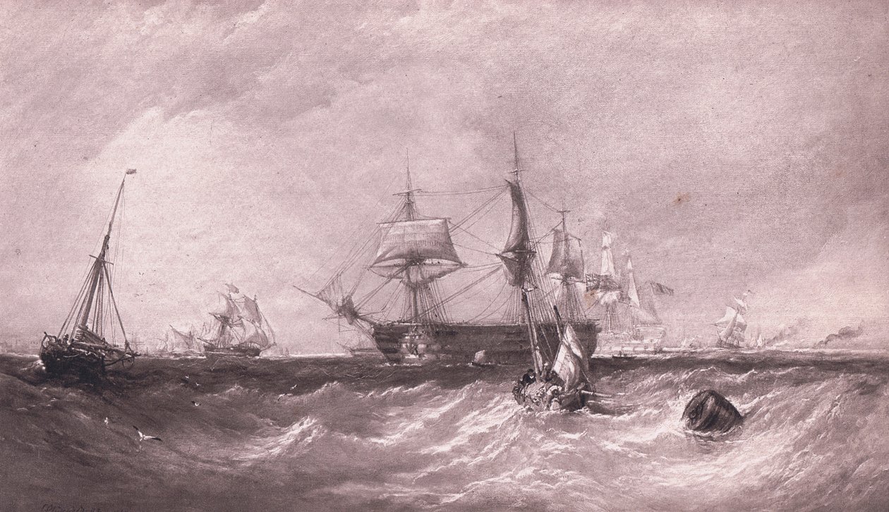 Men of War w Portsmouth autorstwa Clarkson Frederick Stanfield
