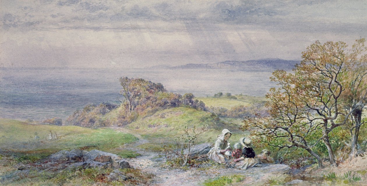 Scena na wybrzeżu z dziećmi na pierwszym planie, XIX w. autorstwa William Collins