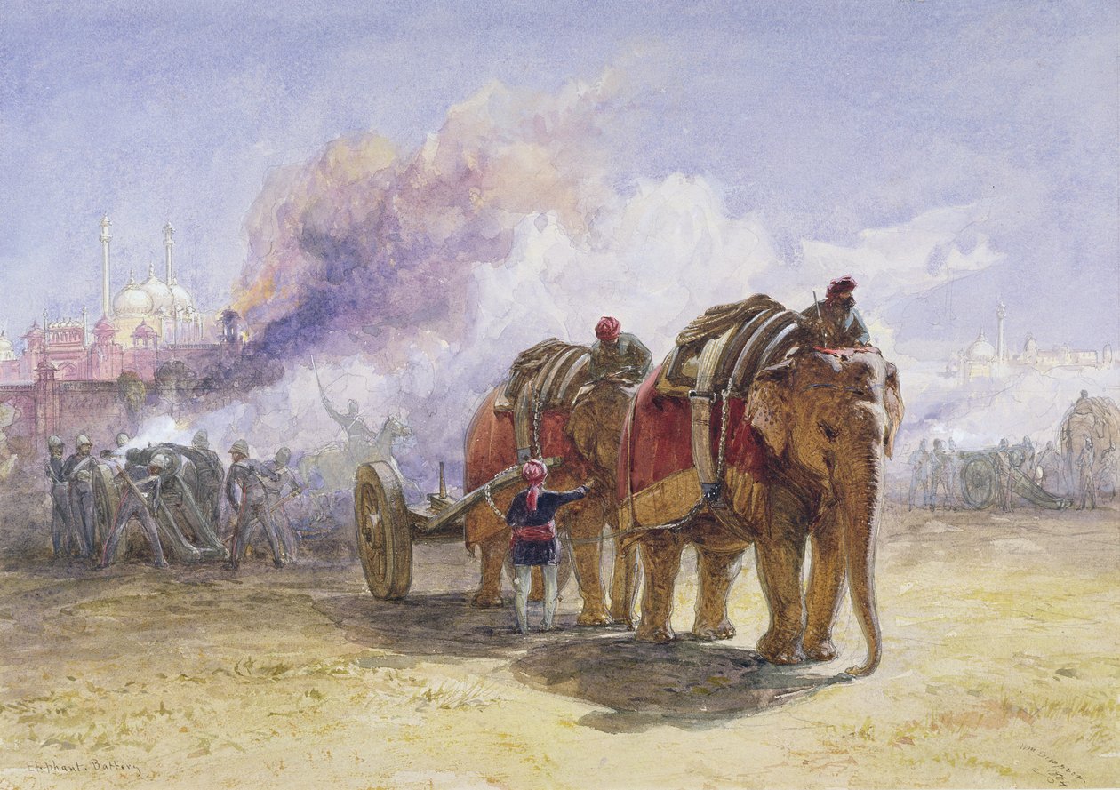 Elephant Battery, 1864 (wc nad grafitem z kolorem nadwozia na papierze) autorstwa William Crimea Simpson
