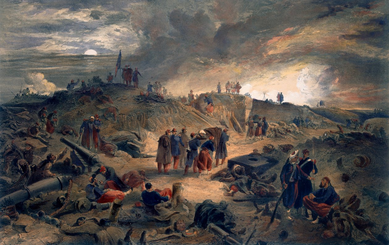 Wnętrze Malakoffa, płyta z filmu Siedziba wojny na wschodzie, wyd. autor: Paul und Dominic Colnaghi und Co., 1856 autorstwa William Crimea Simpson
