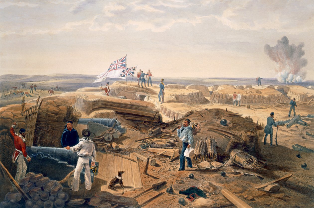 Wnętrze Redanu, tablica z „Siedziba wojny na wschodzie”, wyd. autor: Paul und Dominic Colnaghi und Co., 1856 autorstwa William Crimea Simpson