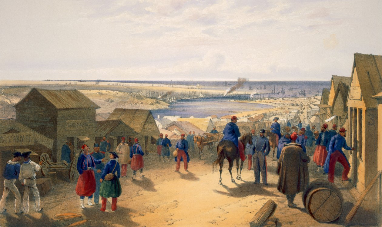 Kamiesch, tablica z "The Seat of War in East", wyd. Paul und Dominic Colnaghi und Co., 1856 autorstwa William Crimea Simpson