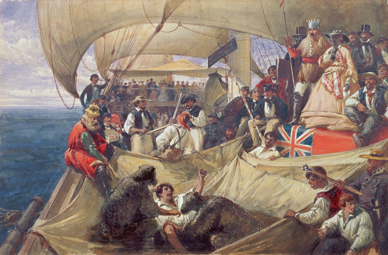 Neptun na pokładzie „Newcastle” przekraczającego linię, 1859 autorstwa William Crimea Simpson