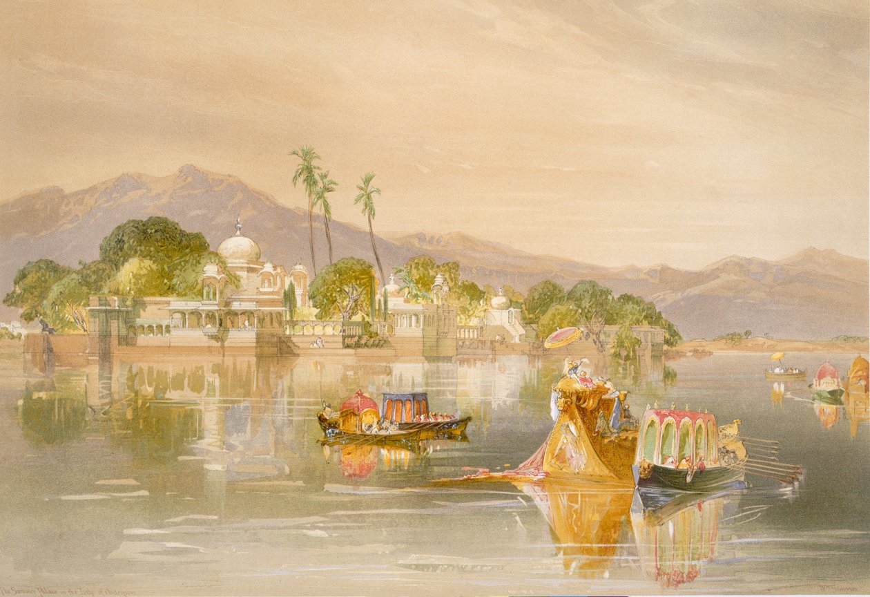 Oodypure, Pałac Jugmunder, z „Indie Ancient and Modern”, 1867 autorstwa William Crimea Simpson