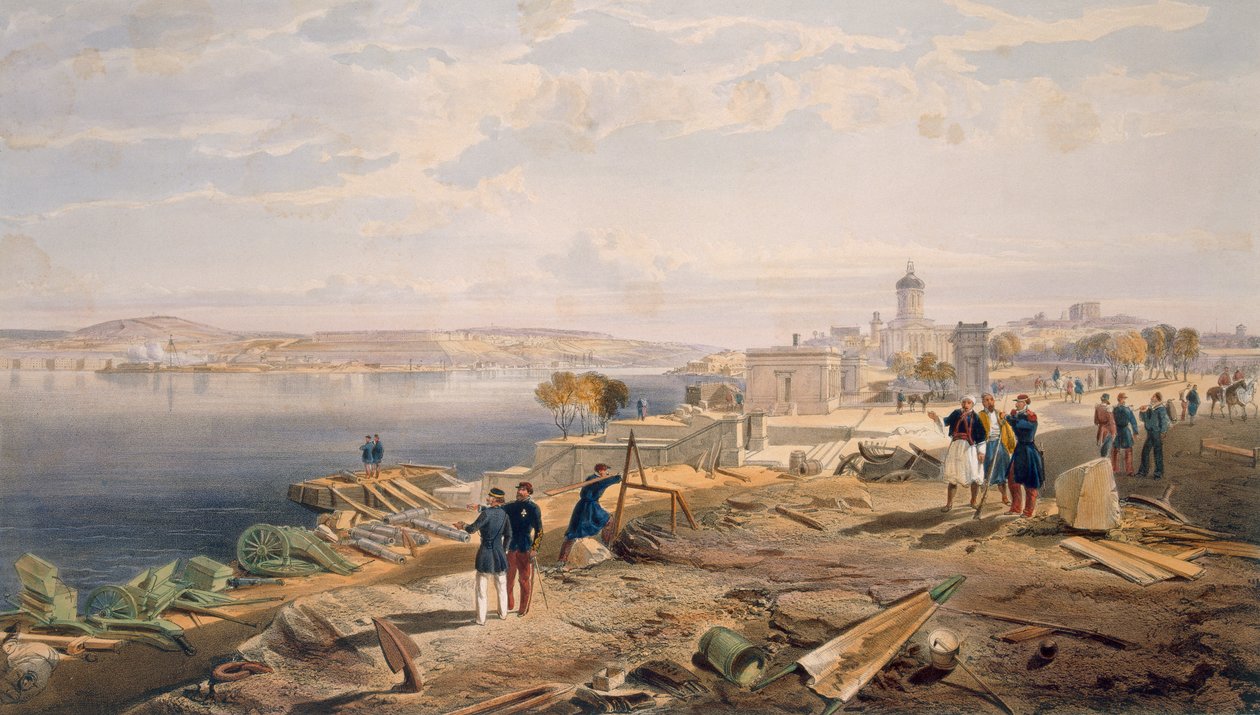 Sewastopol z tyłu fortu Mikołaj, tablica z „Siedziba wojny na wschodzie”, wyd. autor: Paul und Dominic Colnaghi und Co., 1856 autorstwa William Crimea Simpson